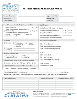 PATIENT MEDICAL HISTORY FORM Wharton Medical Clinic