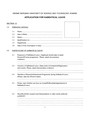 Sample of the Admission Forms of Knust