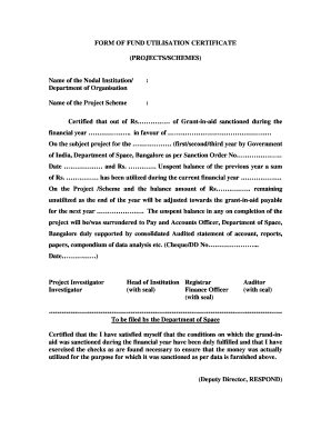 Fund Utilisation Certificate Format