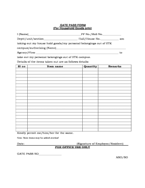 Employee Gate Pass Format in Word