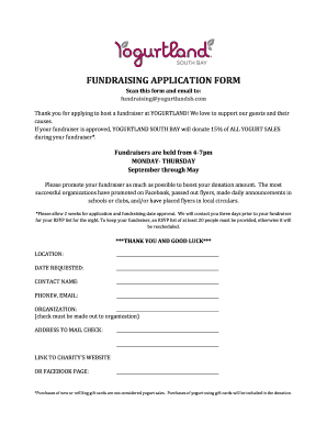 Yogurtland Fundraiser  Form