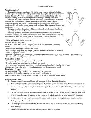 Frog Dissection Pre Lab Answer Key  Form