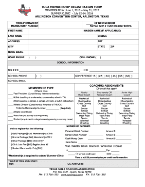  Tgca Membership Form 2016-2024