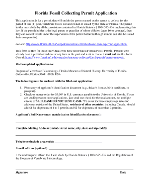 Florida Fossil Permit  Form