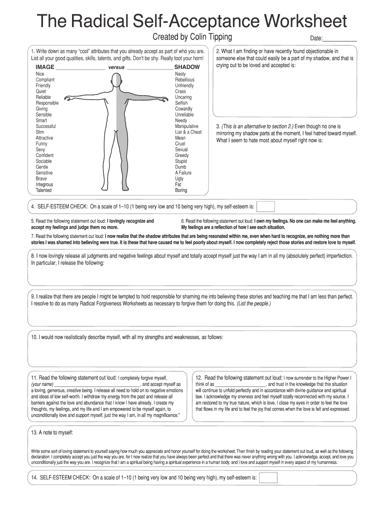 Radical Acceptance Worksheet  Form