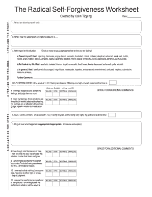Printable Printable Self Forgiveness Worksheet  Form