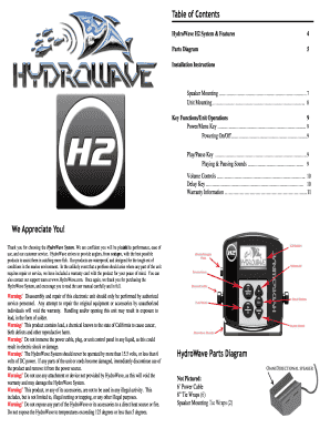Hydrowave H2 Manual  Form