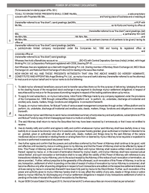 POWER of ATTORNEY VOLUNTARY Angel Broking  Form