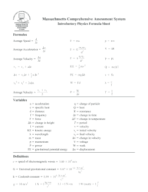 Intro Physics Formula Sheet