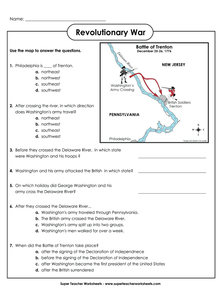 Revolutionary War Super Teacher Worksheets  Form