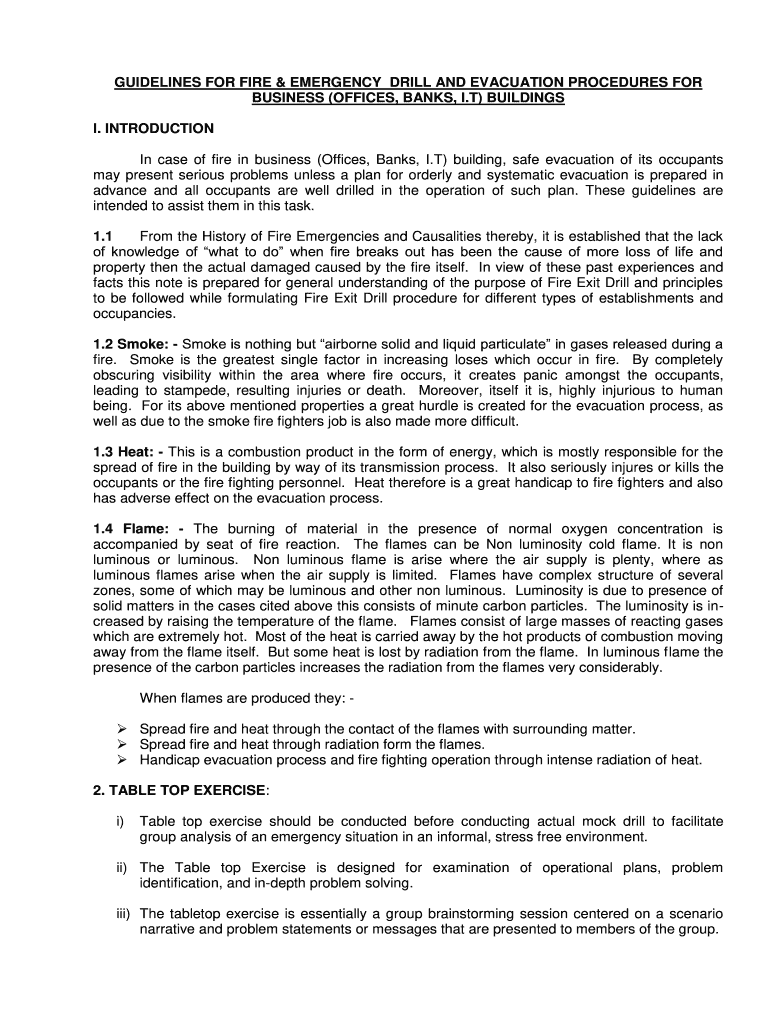 GUIDELINES for MOCK FIRE DRILL and EVACUATION PROCEDURES for  Sikkimfire Nic  Form