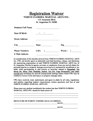 Martial Arts Waiver Template  Form