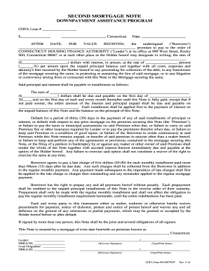 SECOND MORTGAGE NOTE Loan Chfa Org  Form