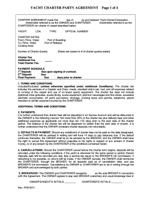 YACHT CHARTER PARTY AGREEMENT Page 1 of 4 Yachtcharters  Form