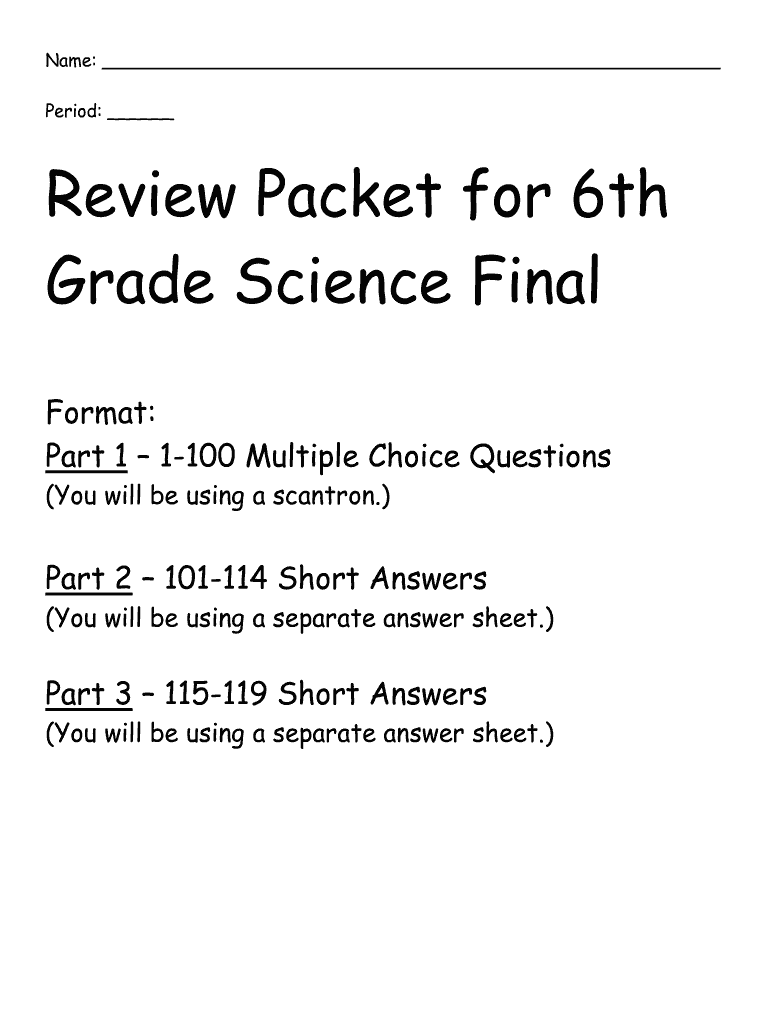 Lesson 3 Review Science Answers 6th Grade  Form