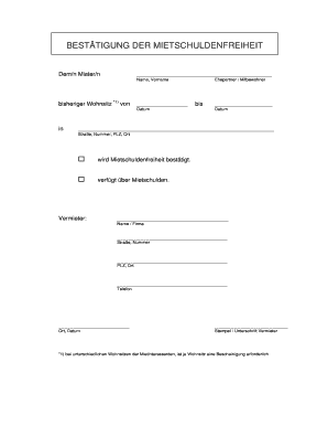 Mietschuldenfreiheit PDF  Form