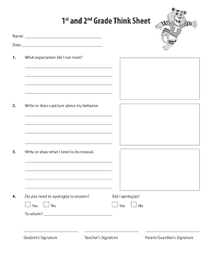 1st and 2nd Grade Think Sheet PDF  Form