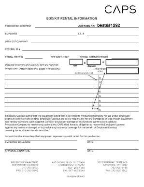 Caps Kit Rental  Form