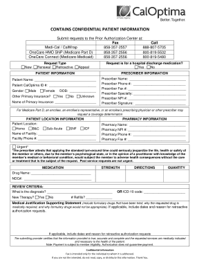 Caloptima Prior Authorization Form
