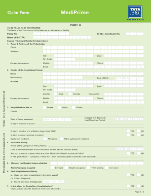 Tata Aig Pre Auth Form