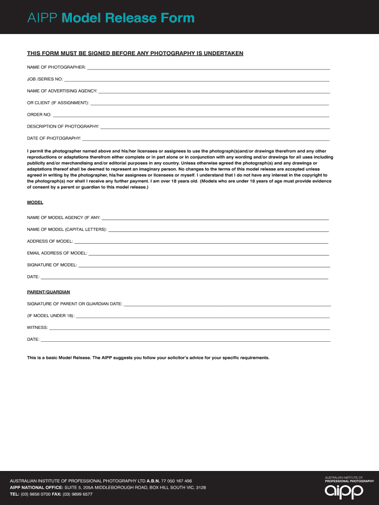 Aipp Model Release Form