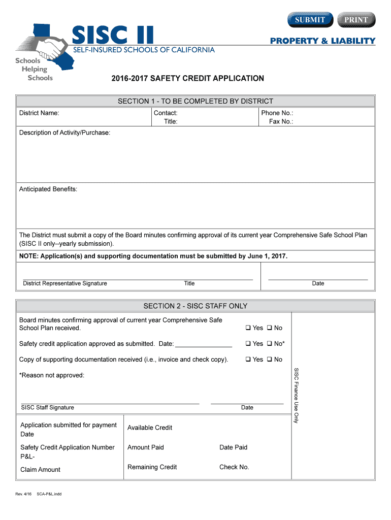  SAFETY CREDIT APPLICATION  Sisc Kern Org  Sisc Kern 2016-2024