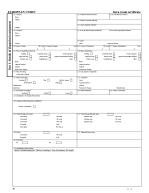 Intra Trade Certificate  Form
