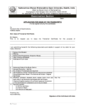 Examination Section Ycmou  Form