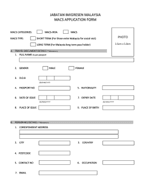 Macs Application Form