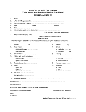 Marks of Identification in Medical Certificate  Form