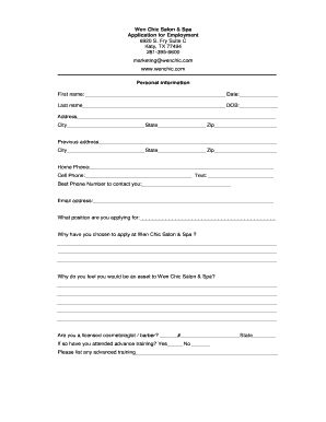 Job Application Form in Usa