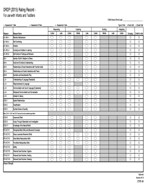 E 40 DRDP Rating Record Infant Toddler E Xlsx Stancoe  Form