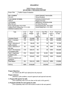 Quarterly Report Example  Form