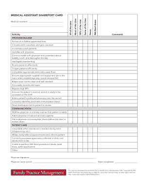 MEDICAL ASSISTANT SHAREPORT CARD Home American Aafp  Form