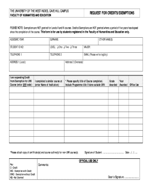 Uwi Exemption Form