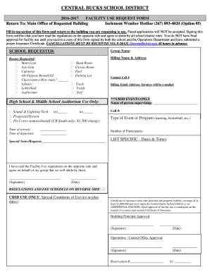  Facility Use Request Form Central Bucks School District Cbsd 2016