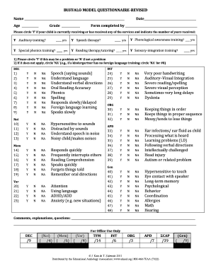 Buffalo Model Questionnaire  Form