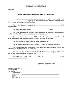 Bjmp Provident Fund  Form