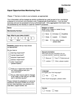 Equal Opportunities Form