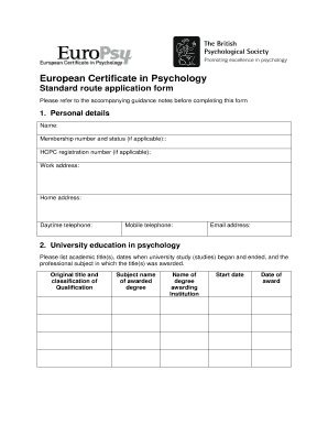 Psychological Examination Certificate  Form