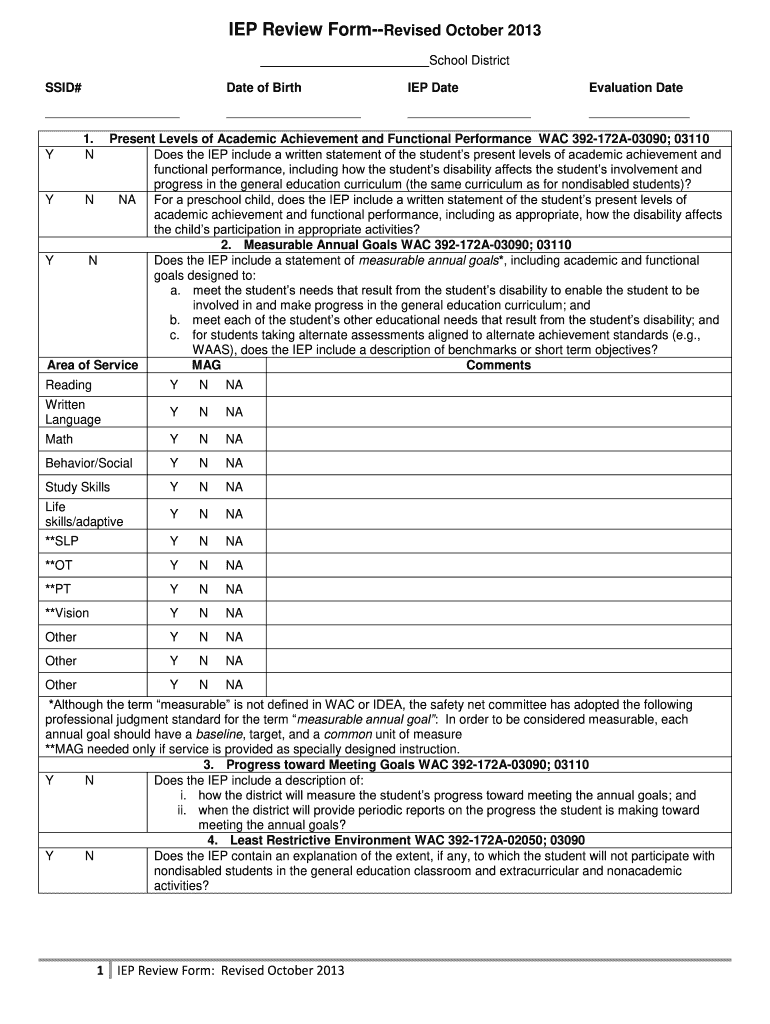  Iep Review Form 2013-2024