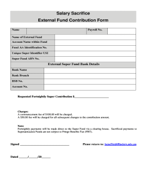 Salary Sacrifice Super Form Template