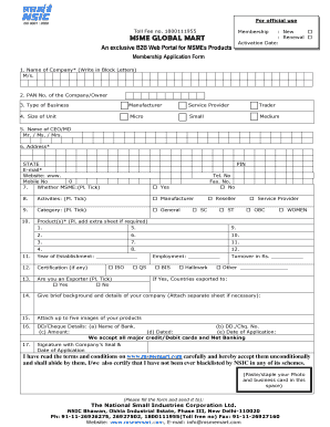 Msme Global Mart Membership Application Form