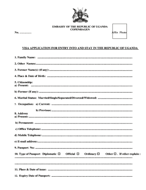 Visa Application Uganda  Form