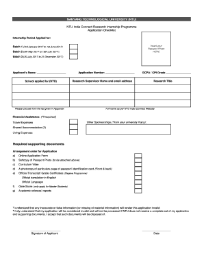 Ntu India Connect  Form