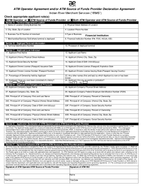 ATM Operator Agreement Andor ATM Source of Funds Provider  Form