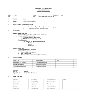 English Form 1 Lesson Plan PDF