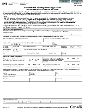  GSTHST New Housing Rebate Application for Houses Purchased from a Builder 2013-2024