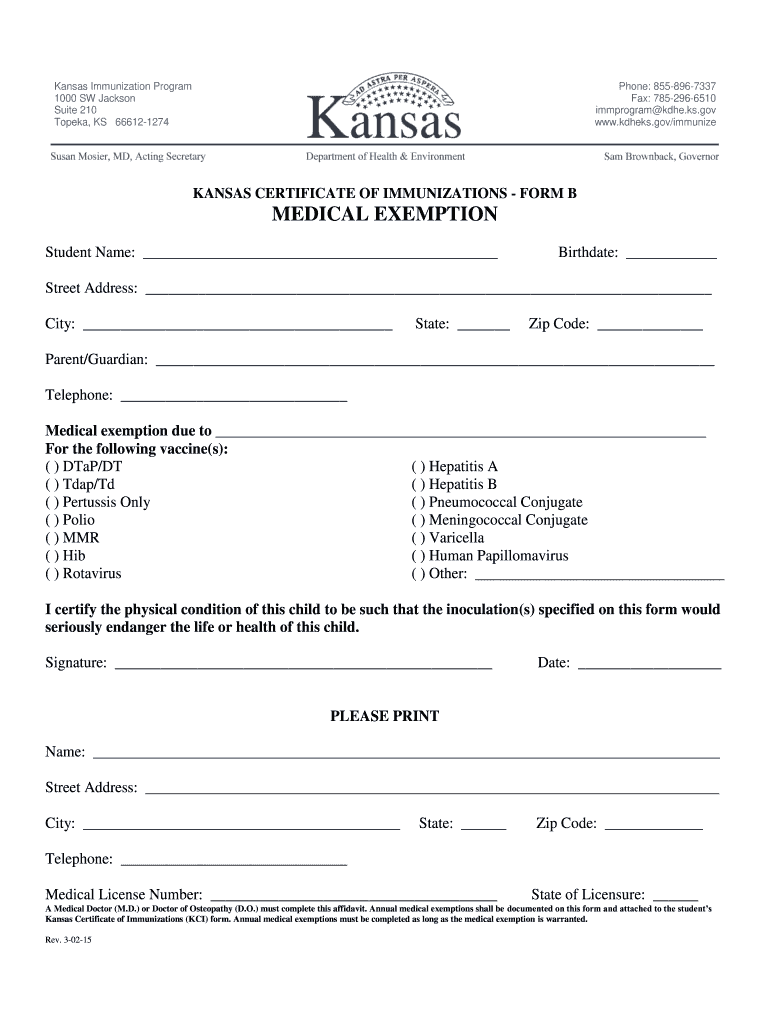 Get and Sign Kansas Immunization Program  Usd230 2015-2022 Form