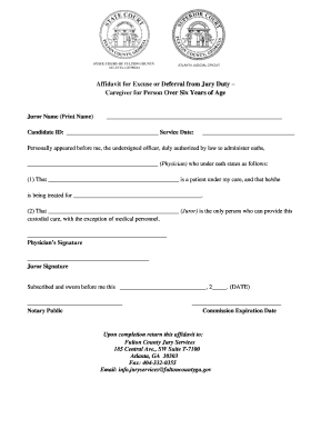 Affidavit for Jury Duty  Form